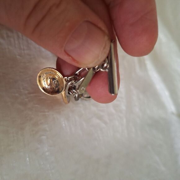 A Nine West Women's Charm Bracelet Boho Tri-Tone Rhinestone Dangle Casual NWT - Picture 11 of 11